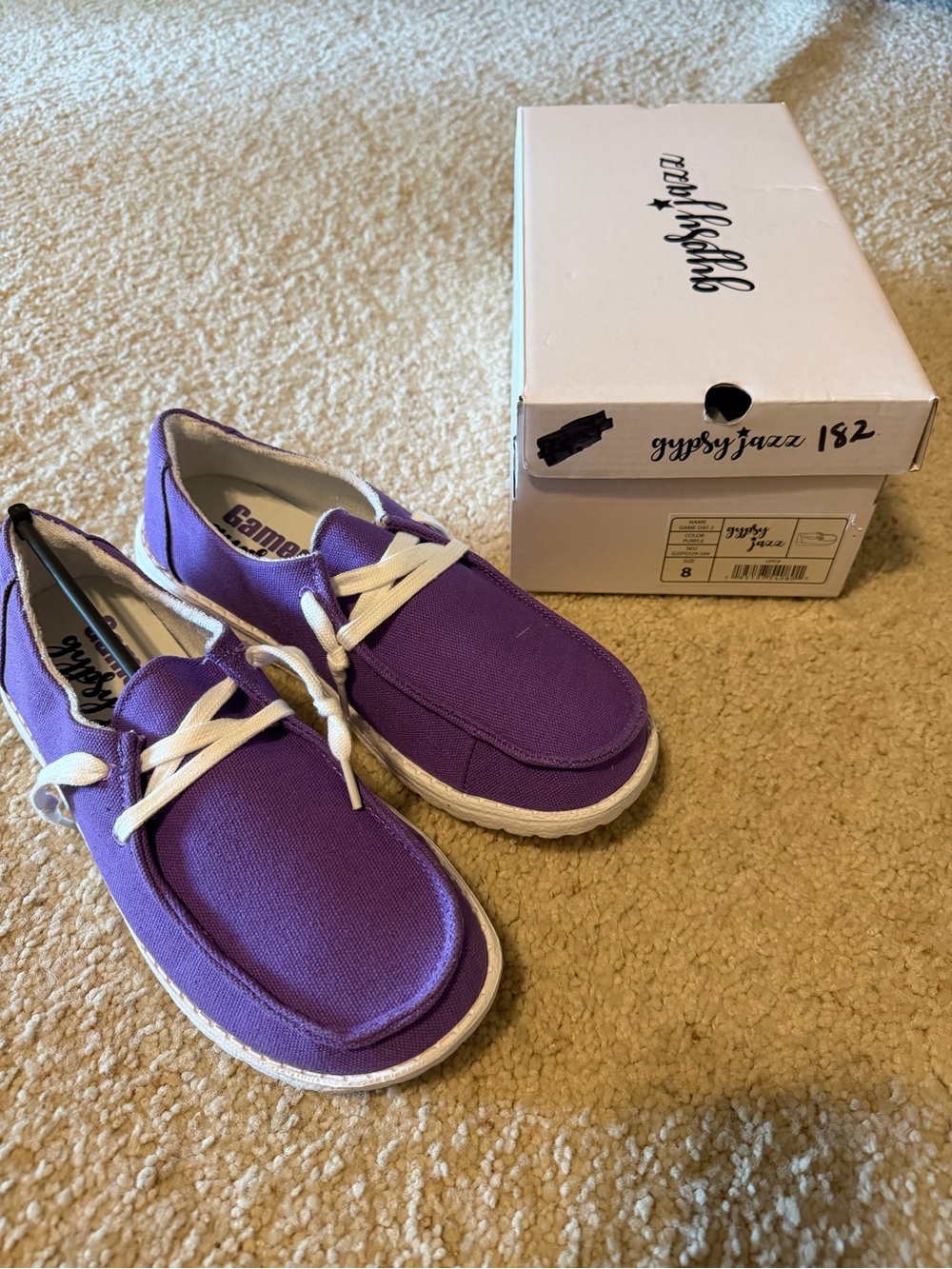 Gypsy Jazz Purple Canvas Lace-Up Casual Shoes with White Soles